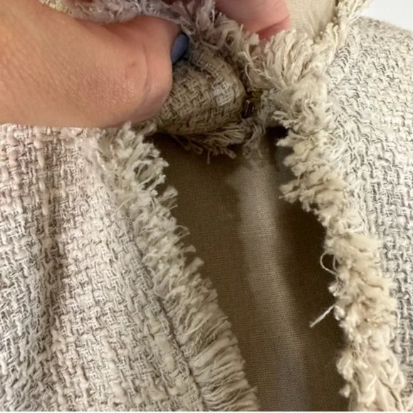 Calvin Klein Open Front Tweed Fringe Jacket 2 - Picture 11 of 12